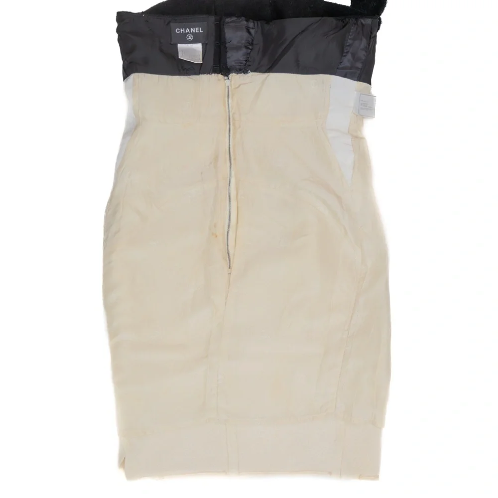 RARE Chanel‎ Black & Cream Wool Halter Dress - Size 38